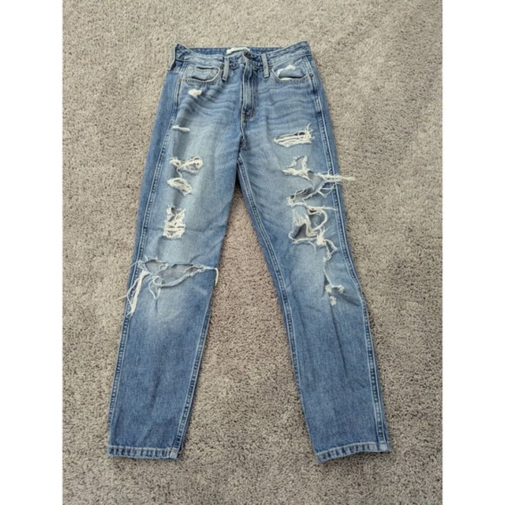 Abercrombie & Fitch Jeans Womens Size 2 26W Straight Denim Distressed‎ Blue